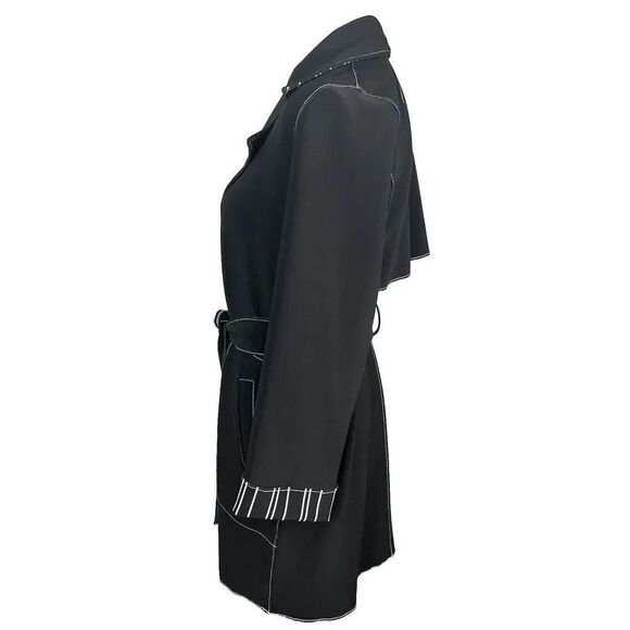 CHICO'S Travelers Contrast Trim Trench Coat Women’s Chico’s Size 0/4-6 - Picture 3 of 9